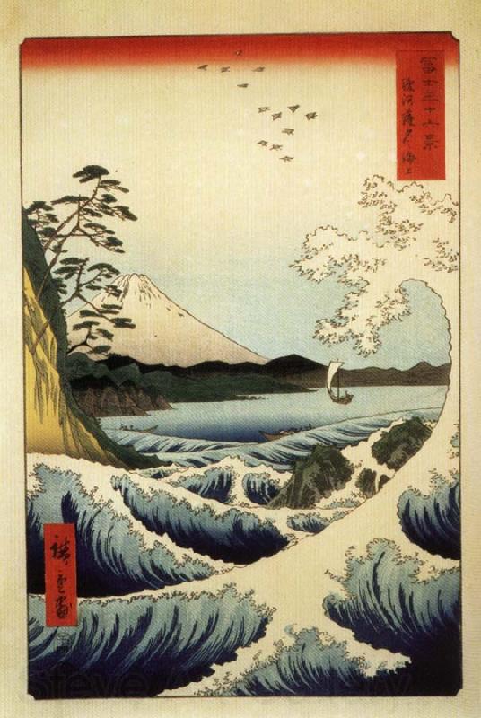 Hiroshige, Ando Fuji from the Gulf of Suruga Norge oil painting art